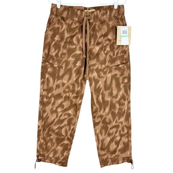 Democracy Women's Pull-on Elastic/Drawstring Waist Brown Cropped Pant Size 8 NWT - Picture 1 of 10